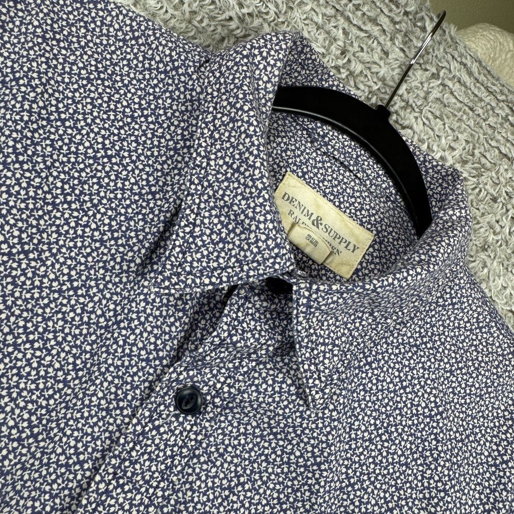 Denim Supply Ralph Lauren Shirt Mens Button Up‎ Large Blue Floral Casual Cotton